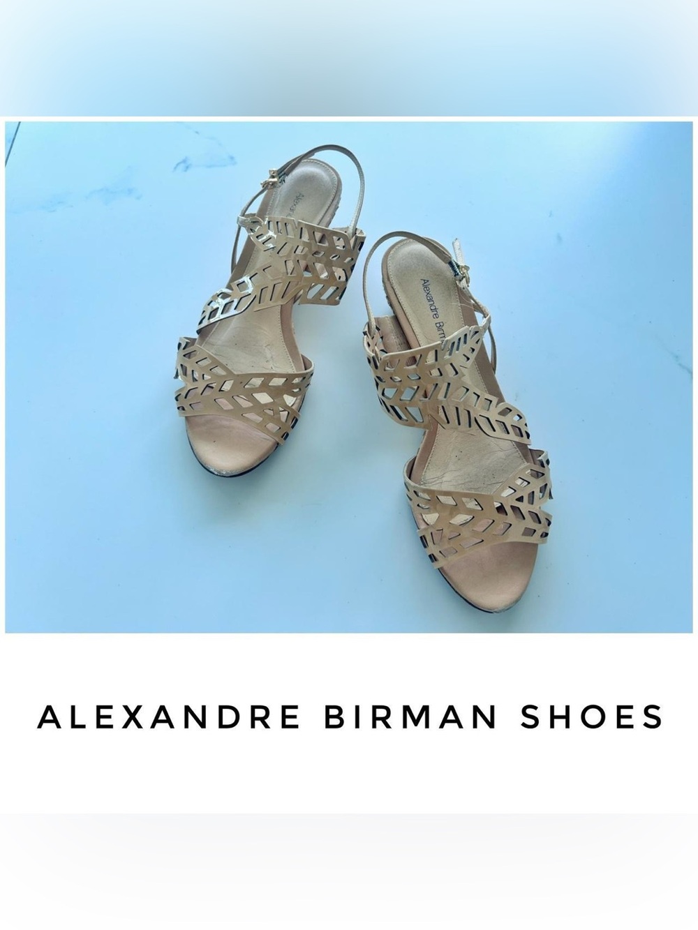 Alexandre Birman shoes size 6.5 36.5 tan brown wedge sandals